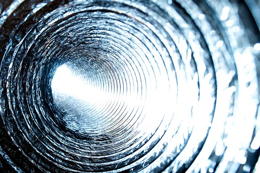 Air duct sealing inspection inside HVAC ductwork